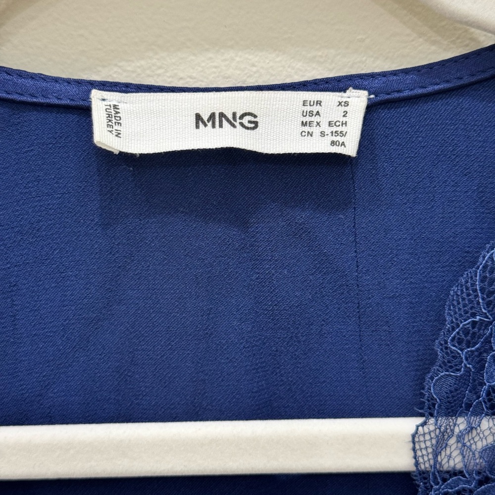 MANGO NAVY LACE DETAIL DRESS- SIZE XS - Picture 6 of 7